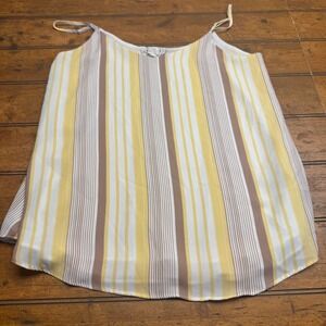 Pink Republic Striped Cami Tank Top Womens Medium Yellow White Brown Casual